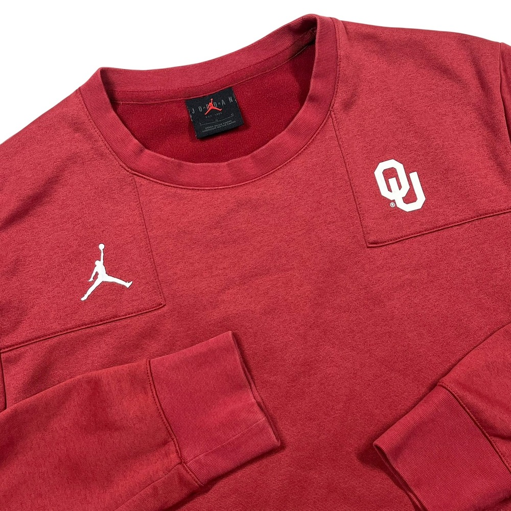 Jordan Oklahoma Sooners Sweatshirt Mens Large Crimson Therma-Fit Side Zip CZ5241